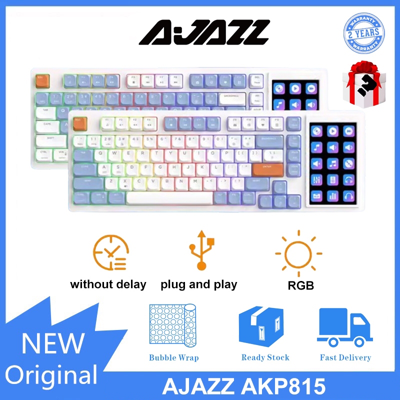 Ajazz AKP815 คีย์บอร์ดเมคคานิคอล แบบใช้สาย RGB หน้าจอสัมผัส ตั้งโปรแกรมได้