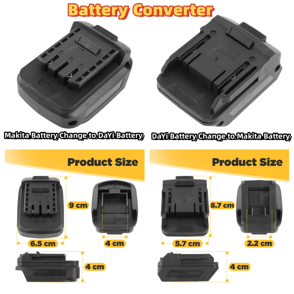 Xtitan ตัวแปลงแบตเตอรี่ Dayi เปลี่ยนเป็น Makita/Makita เปลี่ยนเป็น Dayi อุปกรณ์เสริมแบตเตอรี่ลิเธียม 1 แบตเตอรี่สําหรับ 2 ใช้