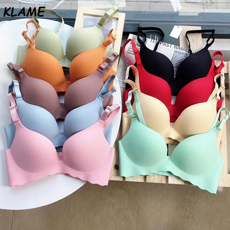 [พร้อมสต็อก] KLAME เซ็กซี่ลึก U-คอชุดชั้นในรัดตัวไร้สายชิ้นเดียวระบายอากาศชุดชั้นใน AC ถ้วยรวบรวมดัน