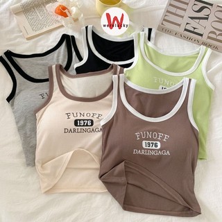 【Fast shipping】Korean Style Cotton Letter Embroidered Sports Sleeveless Vest Top Sexy Tank Tops For women