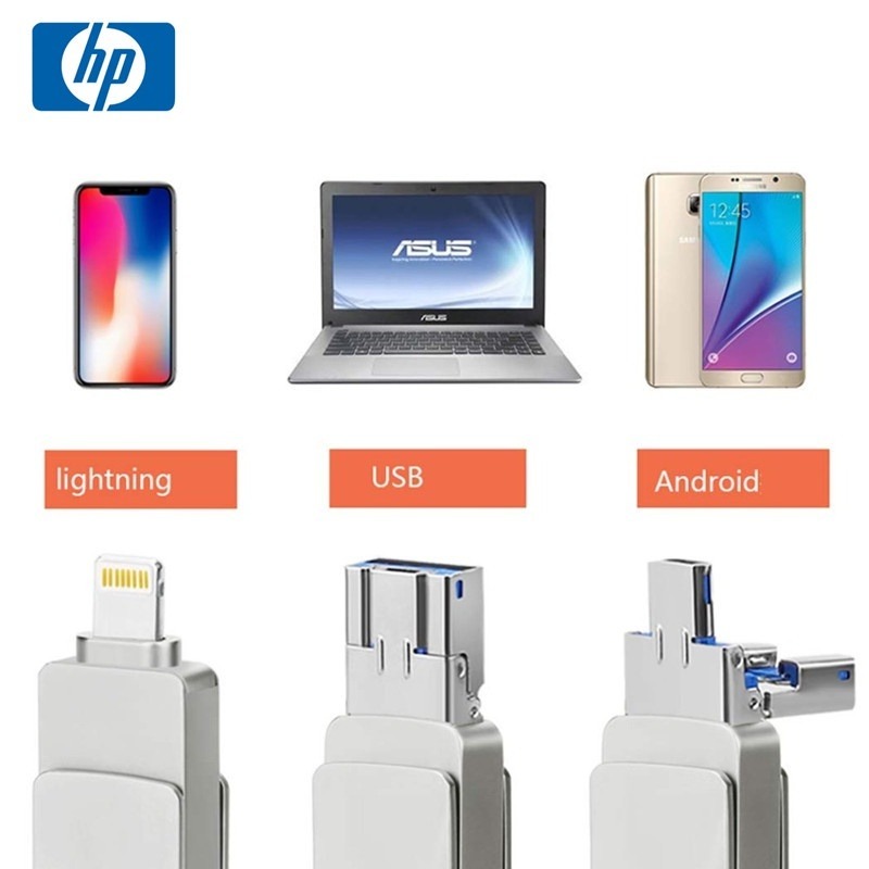 Hp USB3.0 4 in 1 OTG แฟลชไดรฟ์โลหะกันน้ําความเร็วสูง U Disk pendrive สําหรับ iphone Typle c 2TB 1TB 512GB 256GB 128GB