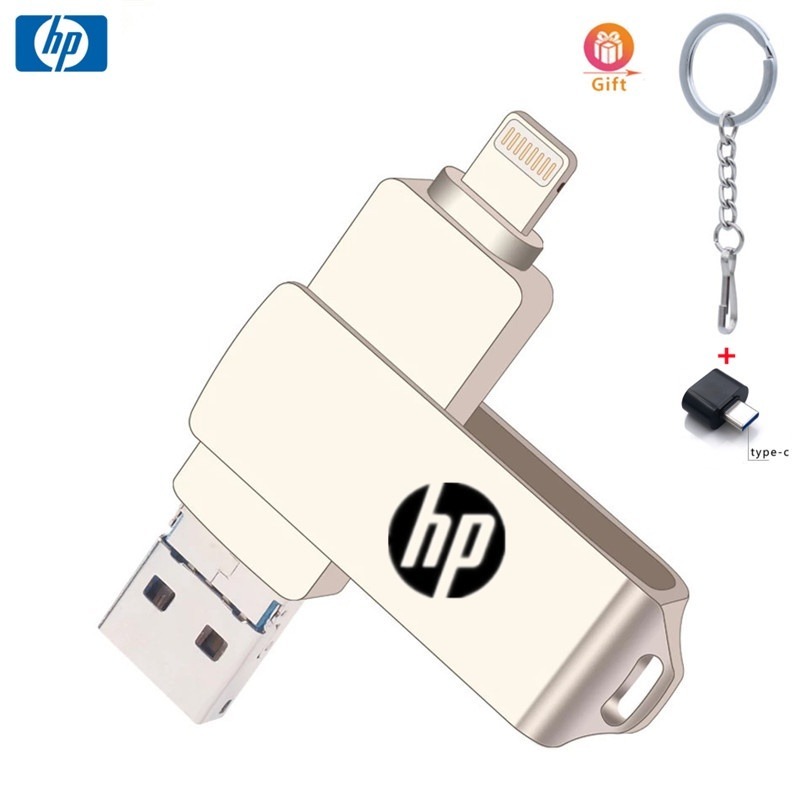 Hp USB3.0 4 in 1 OTG แฟลชไดรฟ์โลหะกันน้ําความเร็วสูง U Disk pendrive สําหรับ iphone Typle c 2TB 1TB 512GB 256GB 128GB