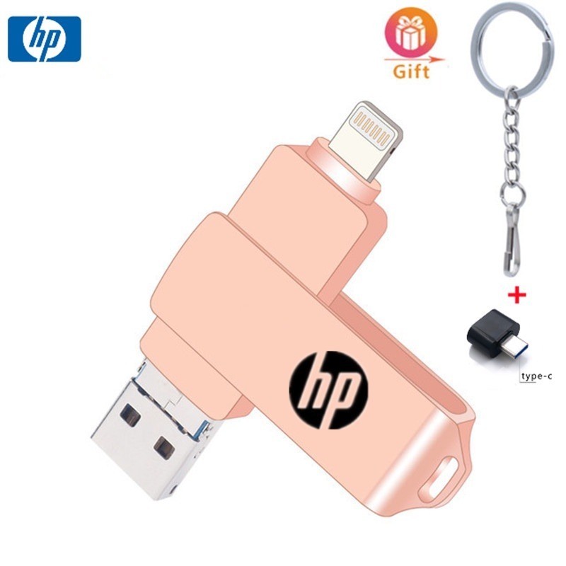Hp USB3.0 4 in 1 OTG แฟลชไดรฟ์โลหะกันน้ําความเร็วสูง U Disk pendrive สําหรับ iphone Typle c 2TB 1TB 512GB 256GB 128GB