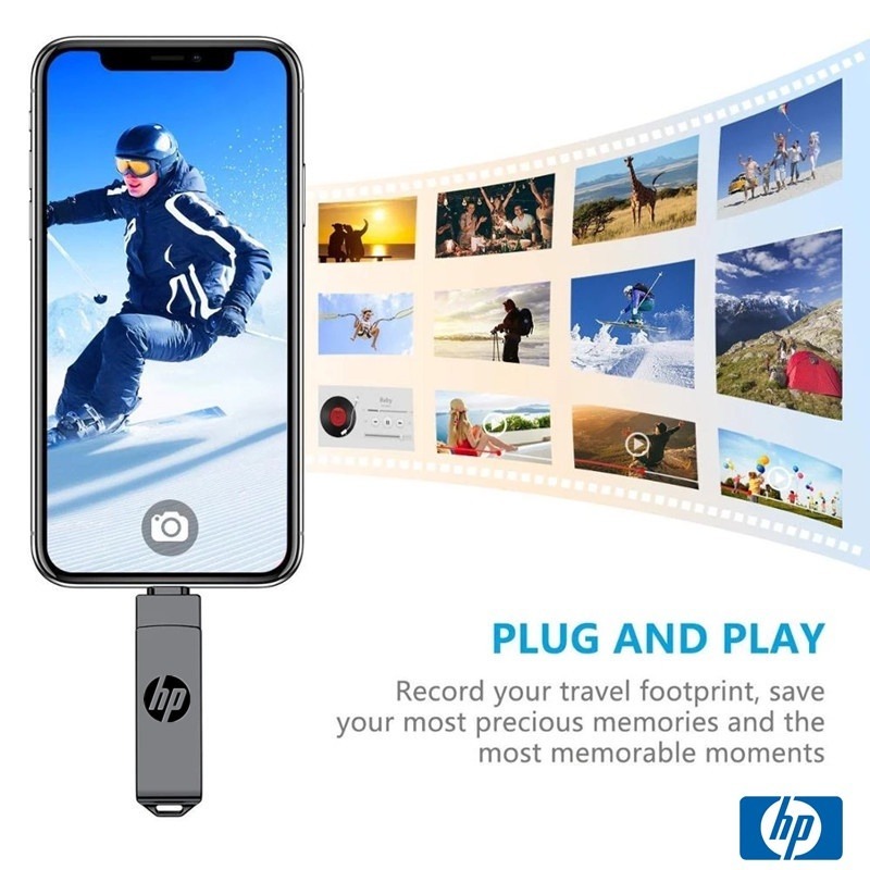 Hp USB3.0 4 in 1 OTG แฟลชไดรฟ์โลหะกันน้ําความเร็วสูง U Disk pendrive สําหรับ iphone Typle c 2TB 1TB 512GB 256GB 128GB