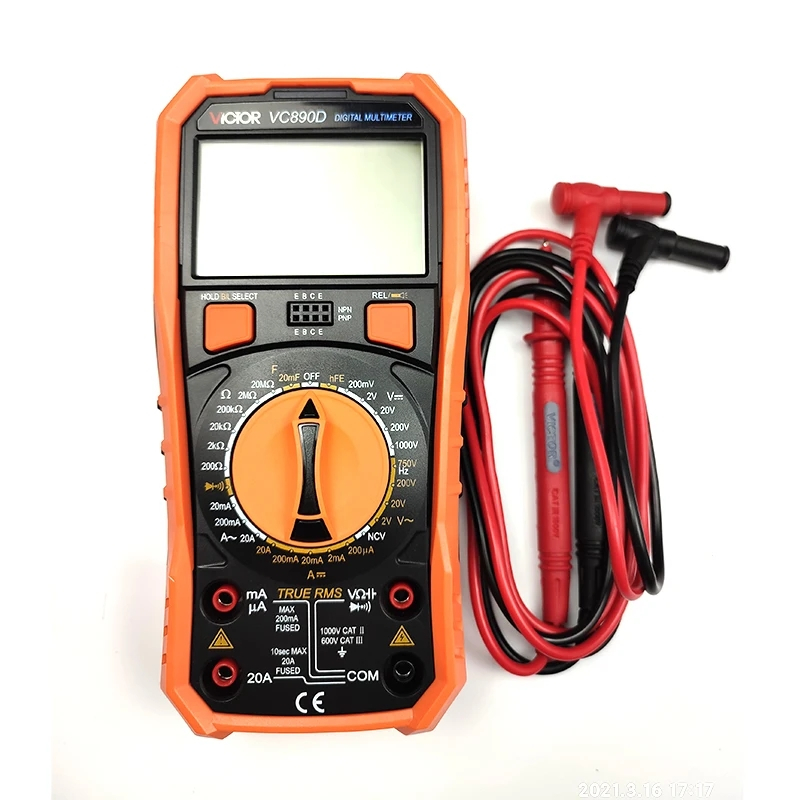 VICTOR VC890C + VC890D มัลติมิเตอร์แบบดิจิตอล True RMS ตัวเก็บประจุ 2000uF 20A AC DC แรงดันไฟฟ้า Cur