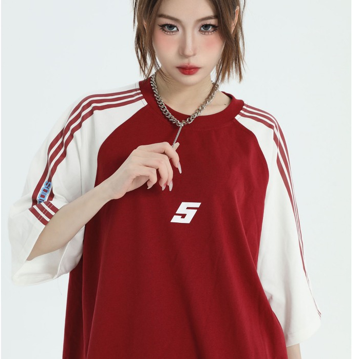 Beccolman-♂ยอดนิยม สไตล์อเมริกัน สีตัดกัน ลายทาง ลายทาง ผู้ชาย แบบหลวม แฟชั่น แมทช์ลุคง่าย