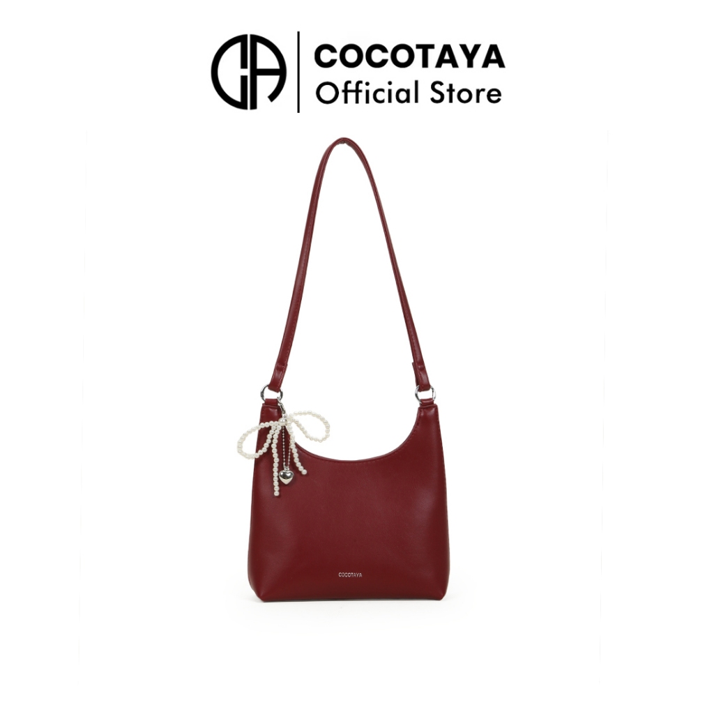 (COCOTAYA) กระเป๋าถือหนัง PU สีแดง มีสายสะพายข้าง มี 1 ชิ้น