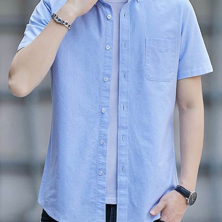 BeCoolMan เสื้อเชิ้ตแขนสั้นผู้ชายฤดูร้อนบางอินเทรนด์แบรนด์รวดเร็วแห้งหลวมด้านบนเสื้อเชิ้ตลำลองธุรกิจสีทึบใหม่