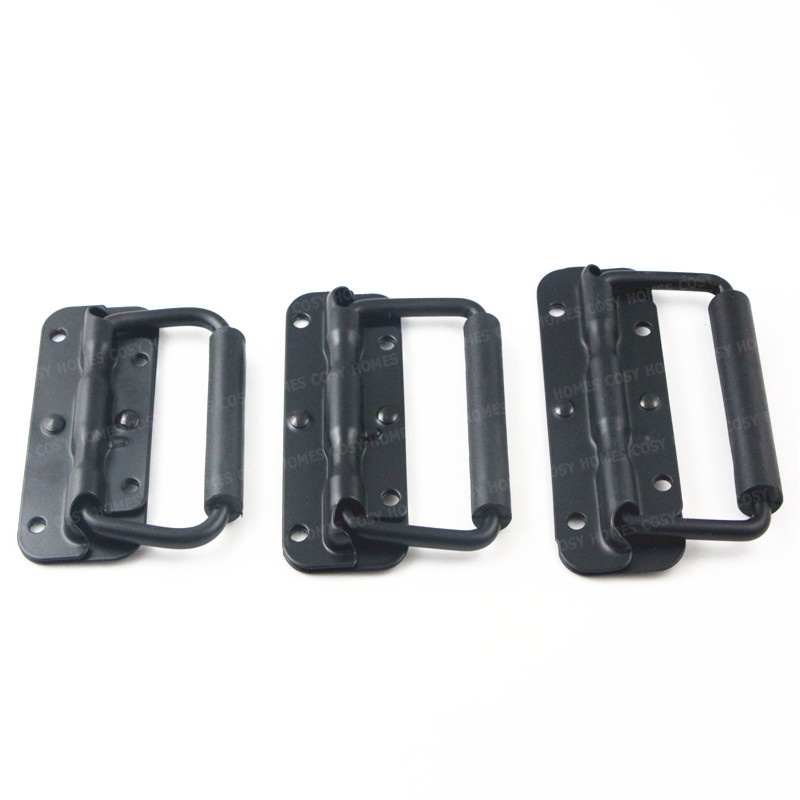 มือจับสปริงเปล่า สีดํา ไม่มีสกรู พับเก็บได้ 100 มม. สําหรับตู้ลําโพง ทําเอง