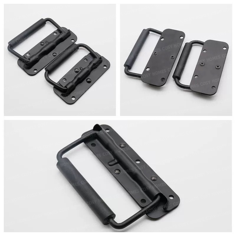 มือจับสปริงเปล่า สีดํา ไม่มีสกรู พับเก็บได้ 100 มม. สําหรับตู้ลําโพง ทําเอง