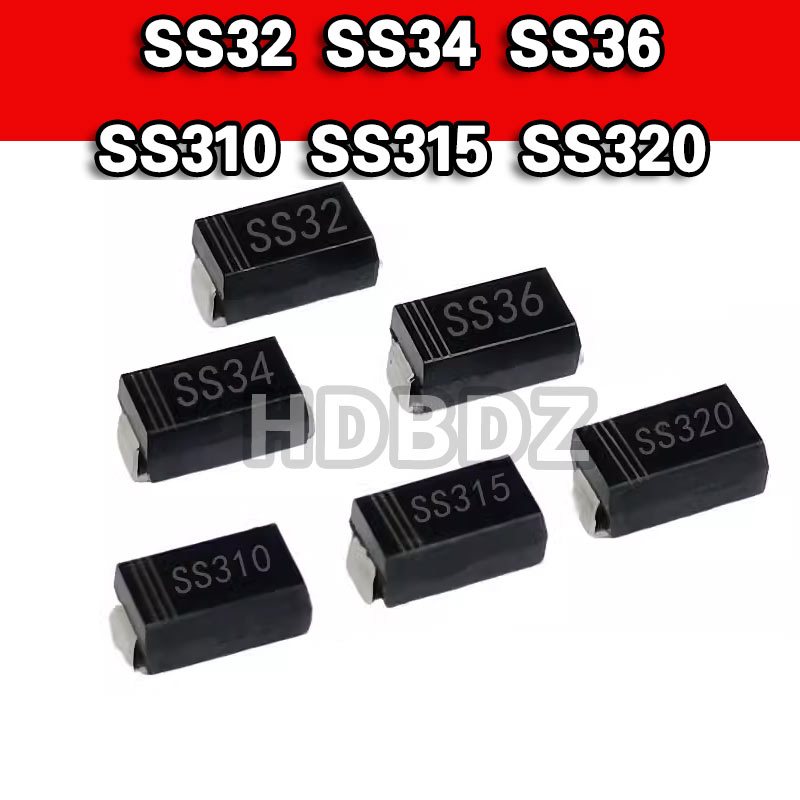 20-100pcs SS32 SS34 SS36 SS310 SS315 SS320 SMA DO214AC Shoteki ไดโอด IC SMD