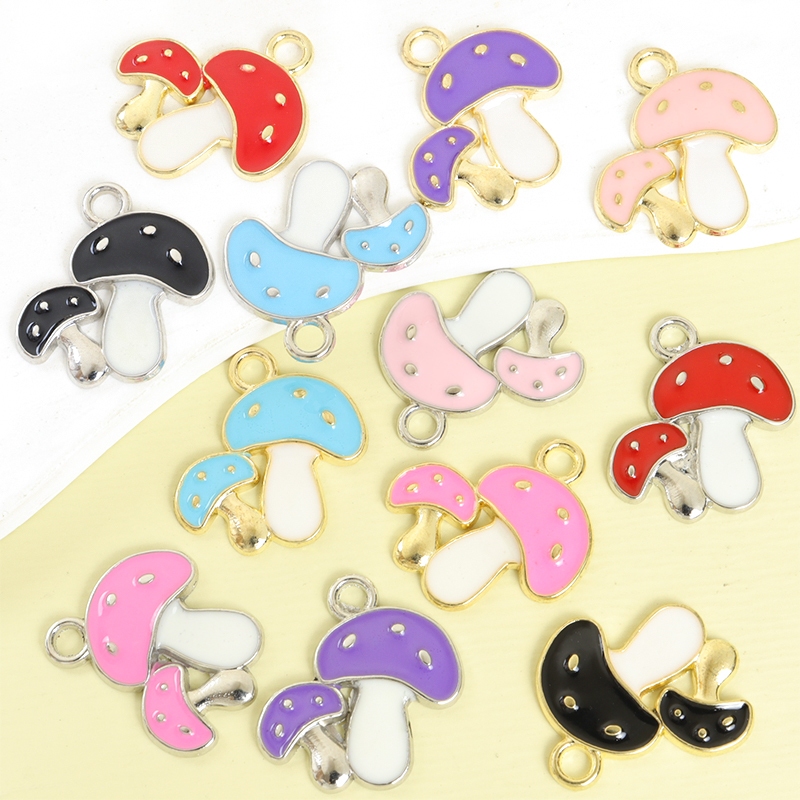 10ชิ้นป่าสไตล์น่ารักvibrantเห็ดที่มีสีสันเคลือบcharms,6สไตล์ให้เลือก-สนุกสร้อยคอสร้อยข้อมือต่างหูdiyการ์ตูนเห็ดคู่รูปร่างหยดน้ํามันโลหะผสมจี้