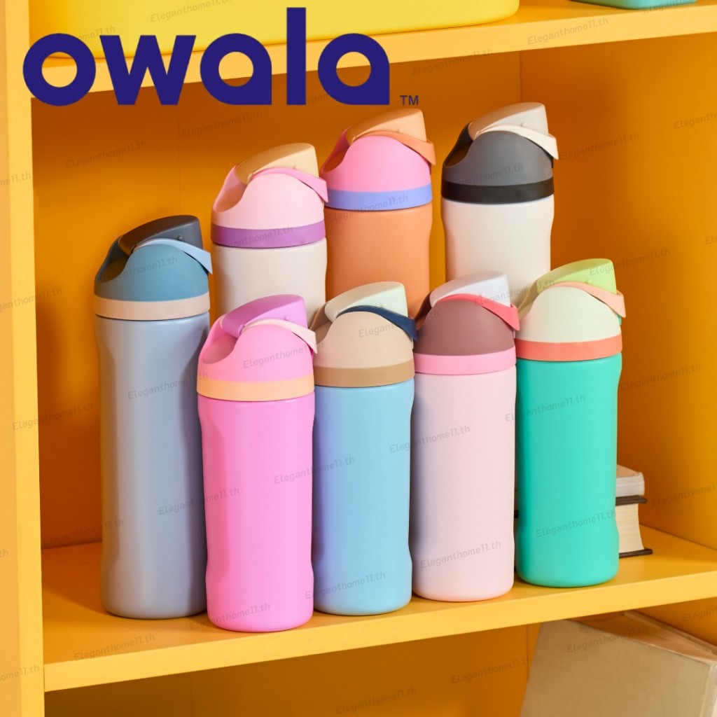 Owala 24/32oz ขวดน้ํากีฬาฟาง | 304 สแตนเลสสําหรับเล่นกีฬาตั้งแคมป์กลางแจ้ง | ป้องกันการรั่ว ทนทาน ปลอดสาร BPA เหมาะสําหรับความชุ่มชื้นบน Go