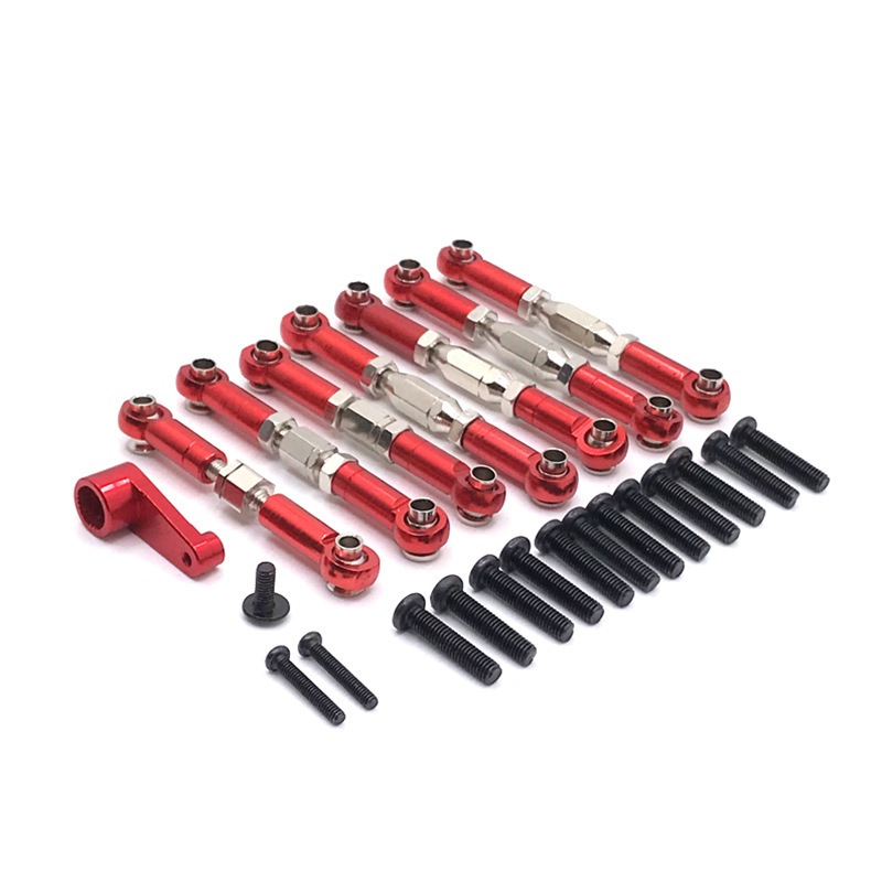 สําหรับ Wltoys 144002 144001 144010 124016 124017 124018 124019 ชิ้นส่วนอัพเกรดรถ RC การเชื่อมต่อโลหะ Servo ดึงพวงมาลัย Tie Rod ชุดพวงมาลัย Linkage Servo Arms