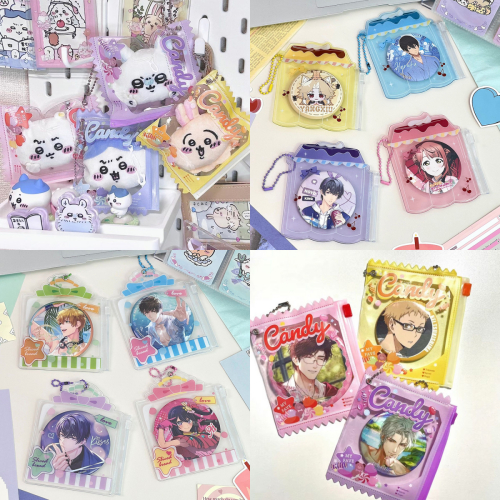 พวงกุญแจ จี้รูปการ์ตูน ป้องกันรอย สีแคนดี้ สําหรับห้อยกระเป๋า โฟโต้การ์ด DIY