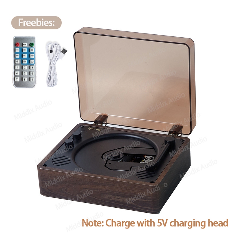 Middix เครื่องเล่นซีดีย้อนยุค พร้อมลําโพง บลูทูธ แบบพกพา อินพุต เอาต์พุต AUX มีแบตเตอรี่ในตัว สําหรับบ้าน Kpop CD/DVD Player