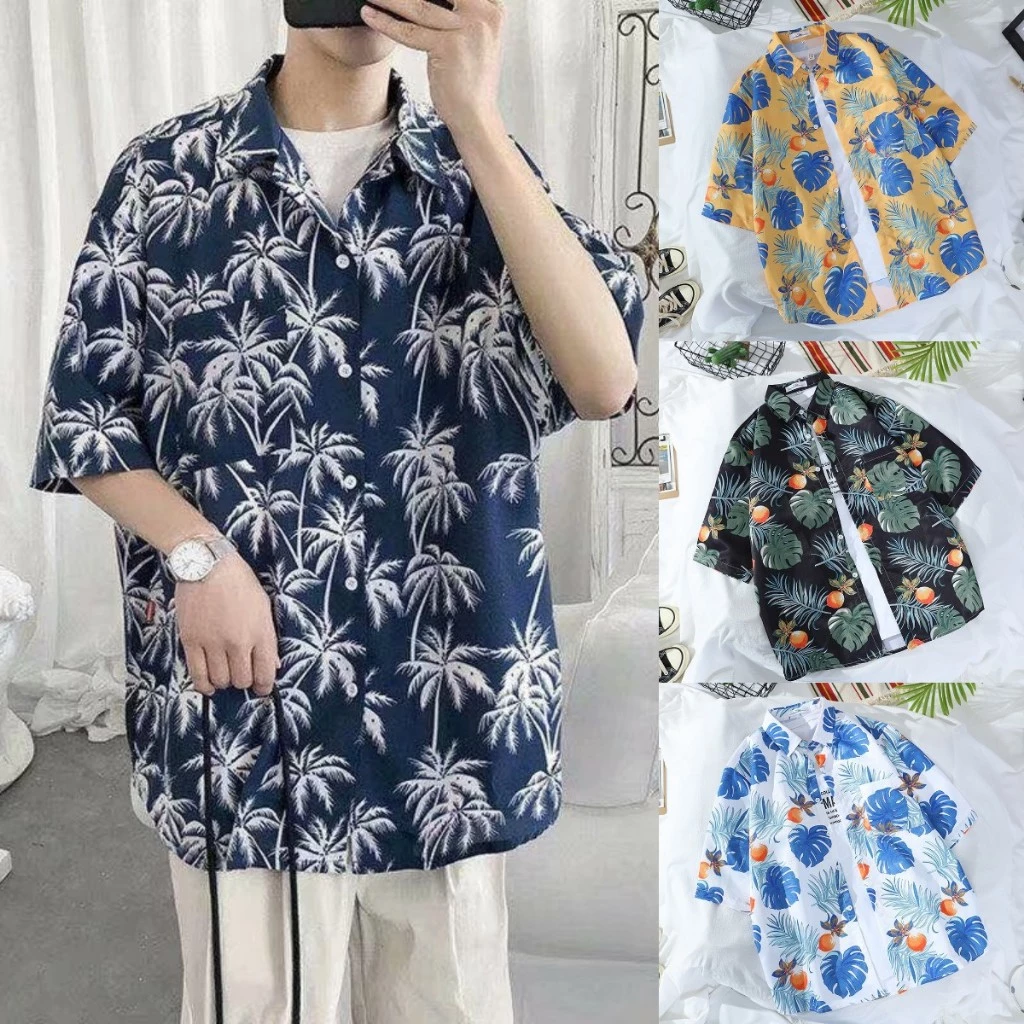Maisida เสื้อแขนสั้นลายดอก สไตล์ฮาวาย ทรงหลวม