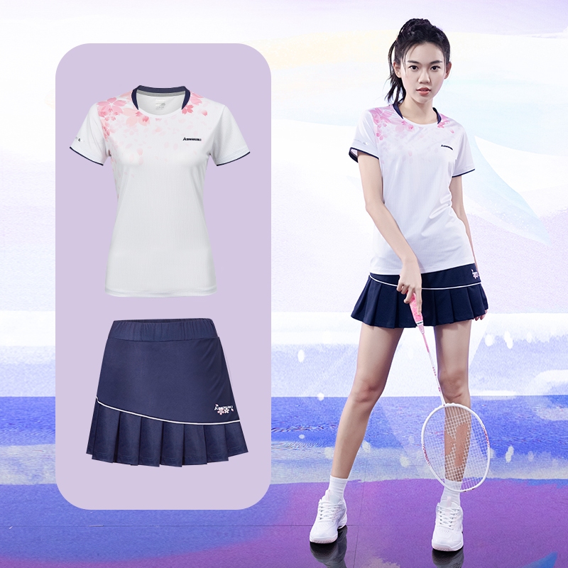 KAWASAKI คาวาซากิ Pickleball ชุดแบดมินตันชุดเทนนิสผู้หญิง Blossom ชุดกีฬาสบายๆกีฬากระโปรงสั้น Breathable K1C02-A2948&K1C09-A2762