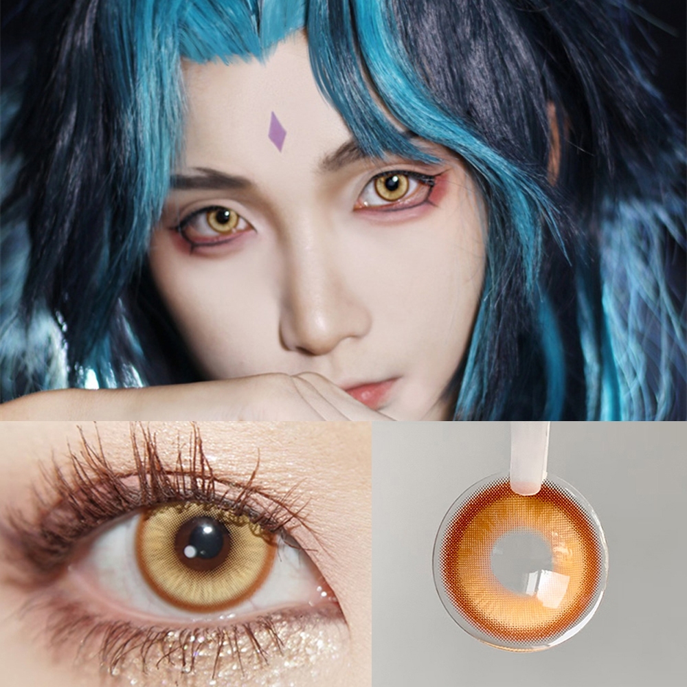 Graded 1 คู่คอสเพลย์คอนแทคเลนส์สี Cyan นักเรียน Softlens ฮาโลวีน