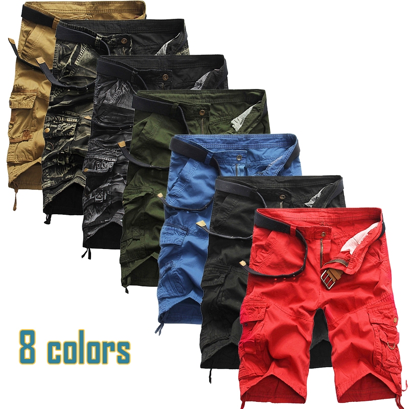 Overall Shorts กางเกงขาสั้นลายพรางผู้ชาย ชุดเอี๊ยมหลายกระเป๋า