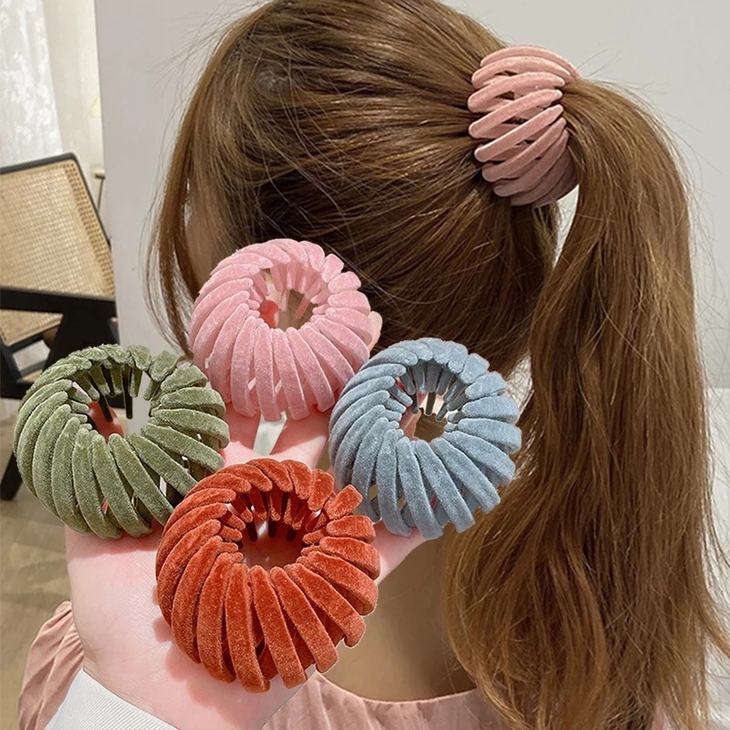 Korea Birds Nest Flocking Disc Hair Artifact Maruk หางม้าจัดแต่งทรงผมคงที่เครื่องประดับผมผู้หญิง