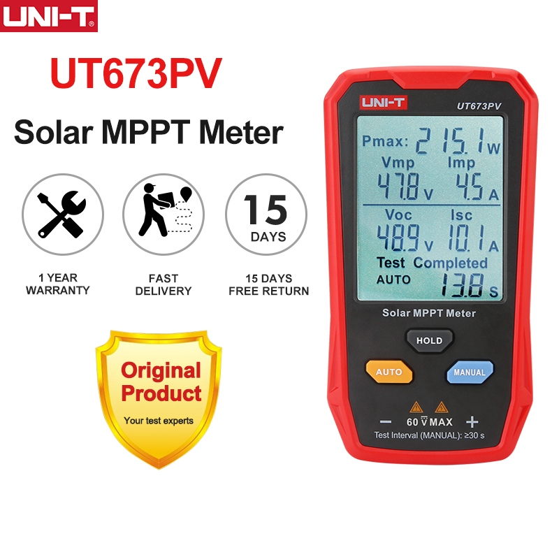 Uni-t UT673PV พลังงานแสงอาทิตย์ MPPT Meter 5 ~ 800W PV โมดูลเครื่องทดสอบพลังงานสูงสุด Peak แรงดันไฟฟ้า/กระแสเปิดวงจรแรงดันไฟฟ้าวงจรสั้นทดสอบปัจจุบัน