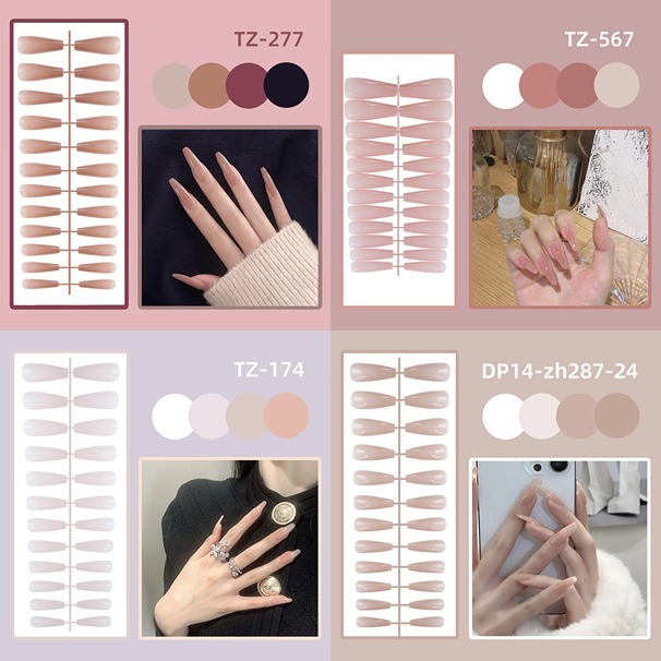 เล็บปลอม กันน้ำ 24 ชิ้น เล็บปลอมสายฝอ เล็บปลอมยาว ใช้ซ้ำได้ เล็บปลอมทาสีแล้ว เล็บปลอมสำเร็จรูป เล็บปลอม สไตล์โมเดิร์น