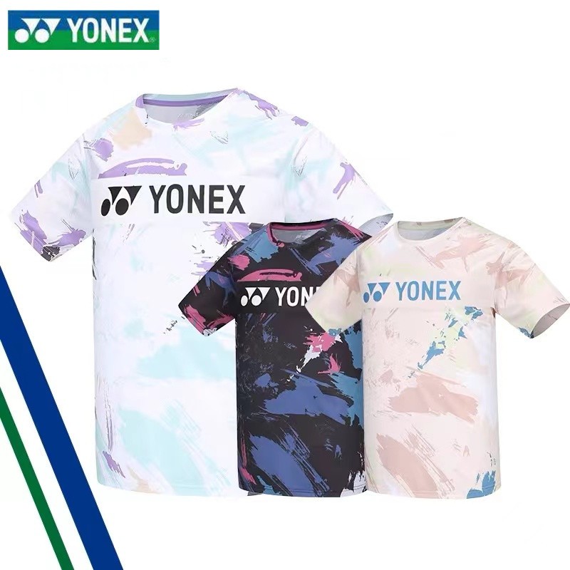 เสื้อแบดมินตัน โยเน็กซ์ เสื้อท็อปแขนสั้นระบายอากาศผู้ชายและผู้หญิงชุดแข่งขันแห้งเร็ว