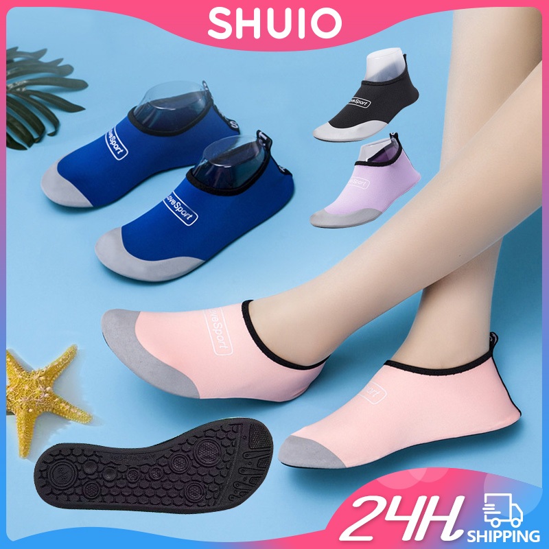 Shuio รองเท้าน้ําผู้ชายผู้หญิง Aqua รองเท้าชายหาดรองเท้าว่ายน้ําดําน้ํารองเท้า Anti Slip แห้งเร็ว Barefoot