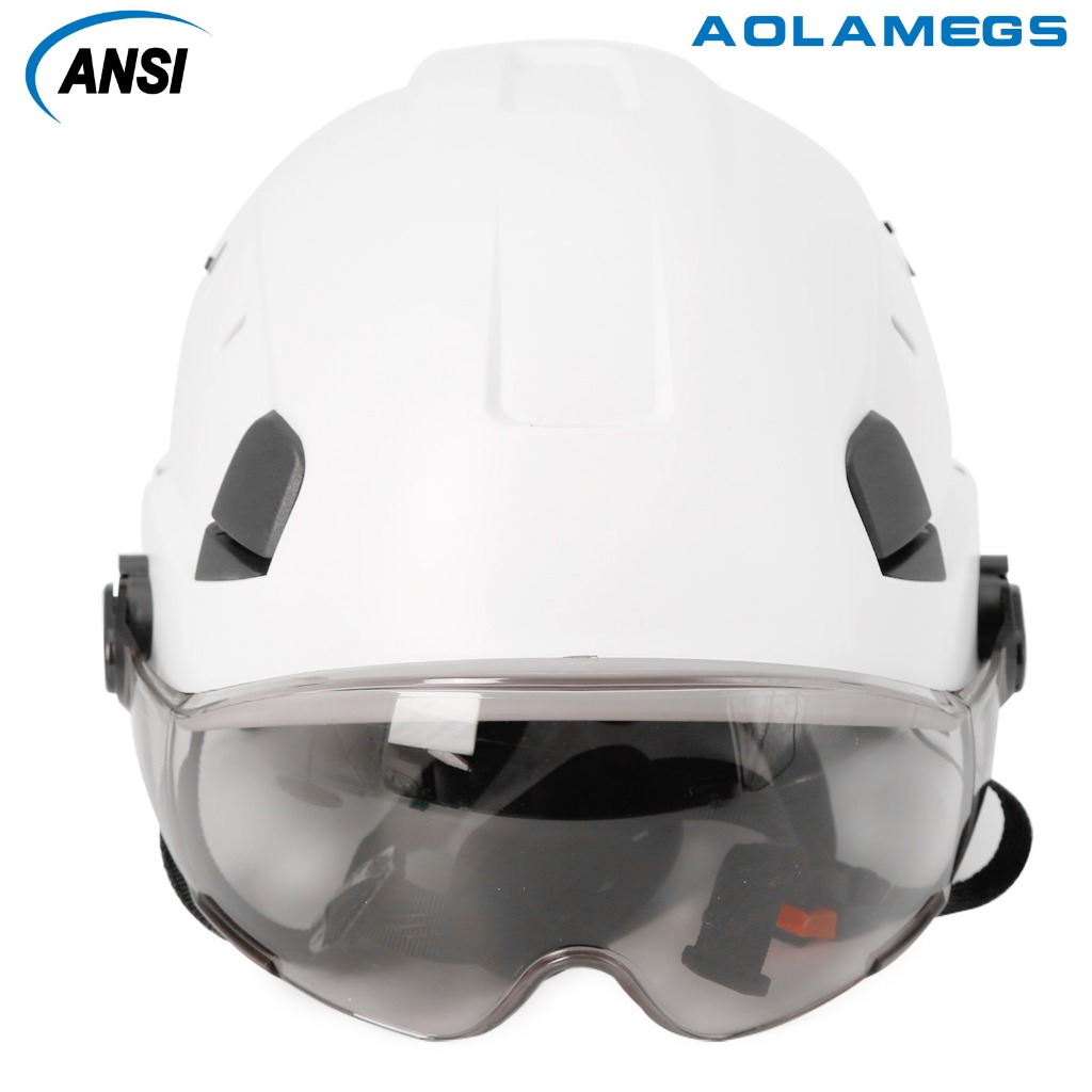 AOLAMEGS หมวกนิรภัยอาคารแว่นตาดำป้องกันความปลอดภัยกลางแจ้งปีนเขากู้ภัย