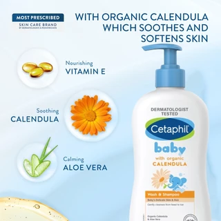 Cetaphil Baby Daily Lotion & Baby Gentle Wash & Shampoo With Pump สูตรอ่อนโยนสําหรับการดูแลผิวเด็ก 400 ml.ครีมอาบน้ํา ครีมอาบน้ําและสระผม สูตร
