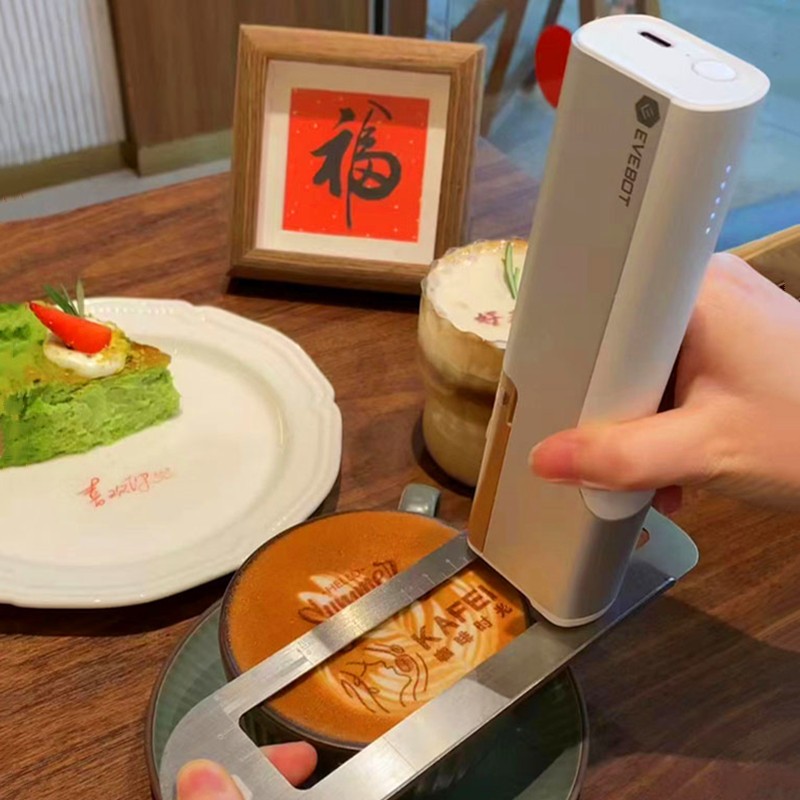 EVEBOT PrintPen เครื่องพิมพ์กูร์เมต์อาหารมือถือกาแฟลาเต้โยเกิร์ตขนมปังบิสกิต Macaron DIY รูปแบบโลโก้หมึกกินได้ใหม่พายอาหารครัวเครื่องพิมพ์