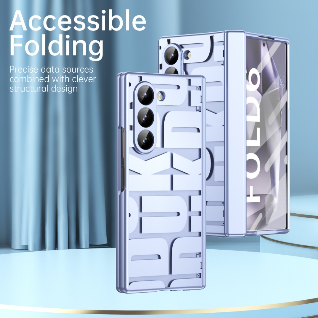 เคสโทรศัพท์มีสไตล์ สําหรับ Samsung Galaxy Z Fold 6 บานพับพร้อมฟิล์มกระจกนิรภัย