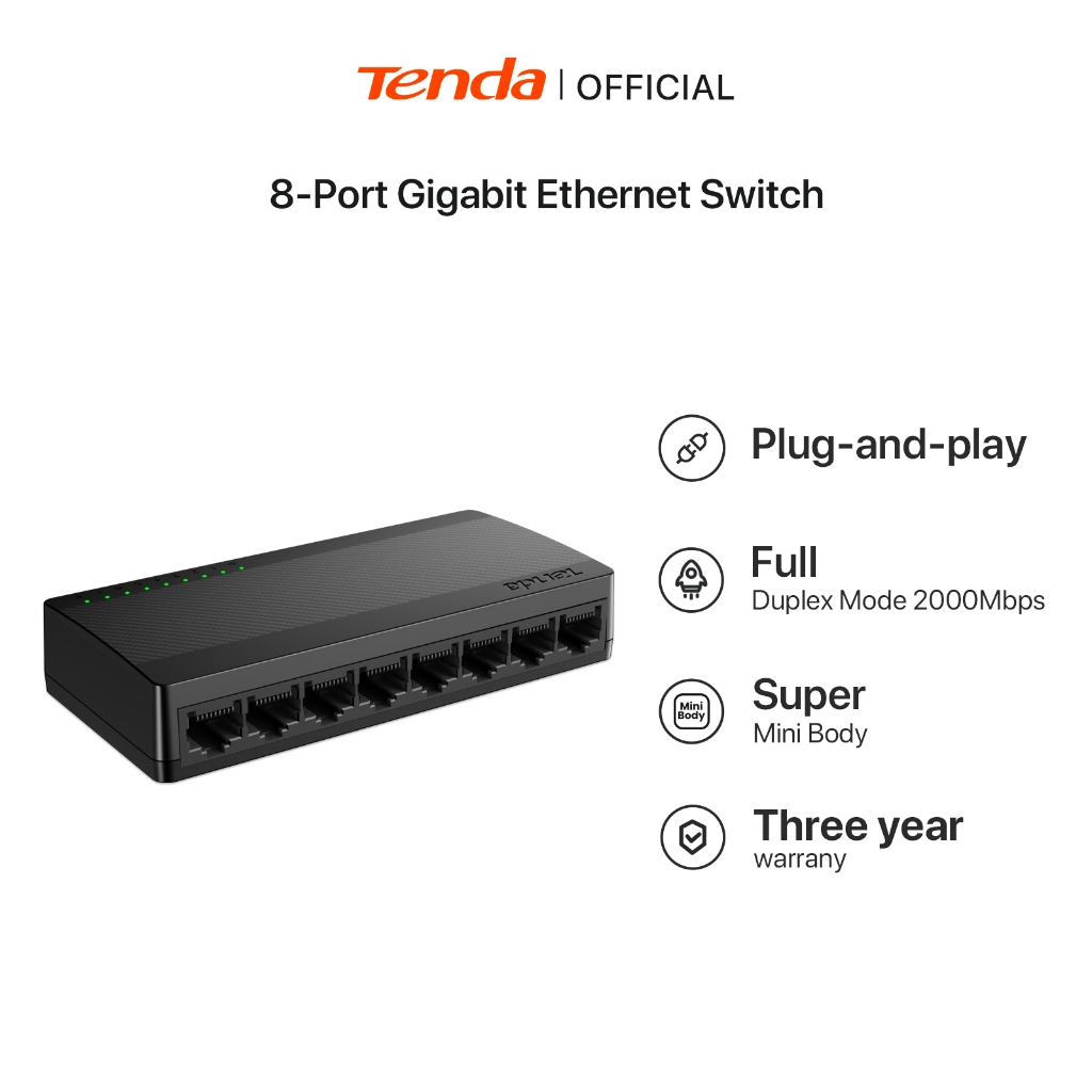 【รับประกัน 3 ปี】Tenda Gigabit Switch 8 Port / 5 Port HUB Lan Splitter สวิตซ์ฮับ 10/100/1000Mbps Desk