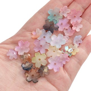 [11/15มิลลิเมตร] 10ชิ้นแก้วดอกซากุระลูกปัดครึ่งสีดอกซากุระสา…