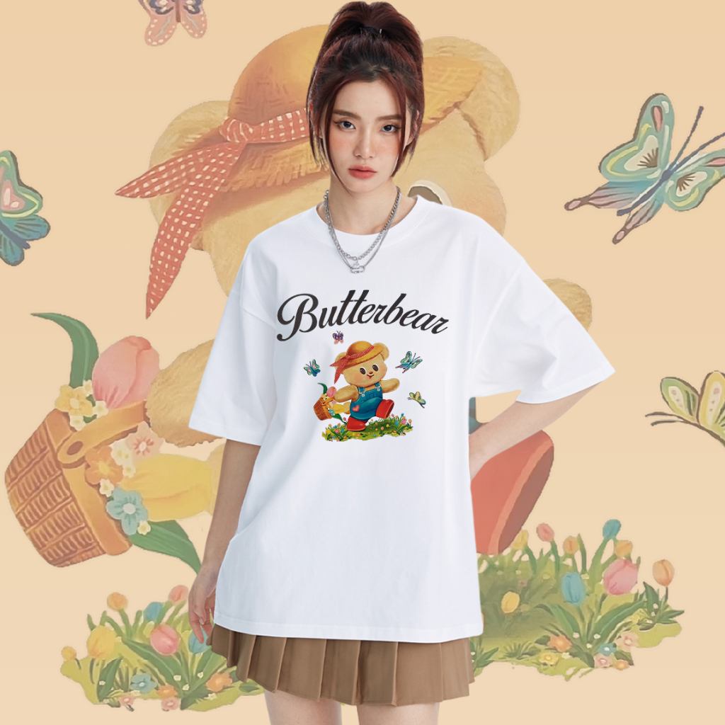(พร้อมส่ง)เสื้อ Butterbear Butter bear T-shirt ผ้าCotton 100% ใส่ได้ ทั้ง ชาย ใส่สบาย ไม่หด ไม่ย้