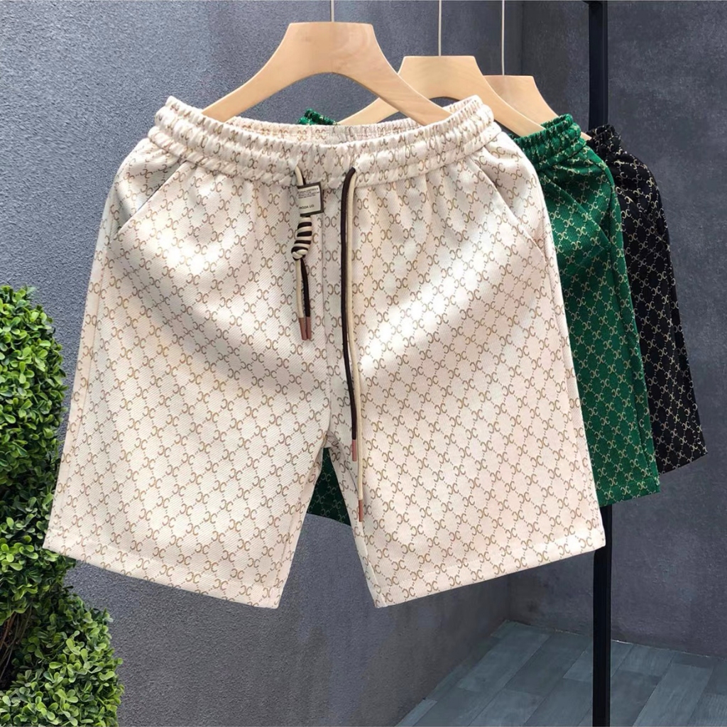 กางเกงขาสั้นผู้ชาย ลําลองทรงหลวม หนาวินเทจแฟชั่น สีดํากางเกงผู้ชาย