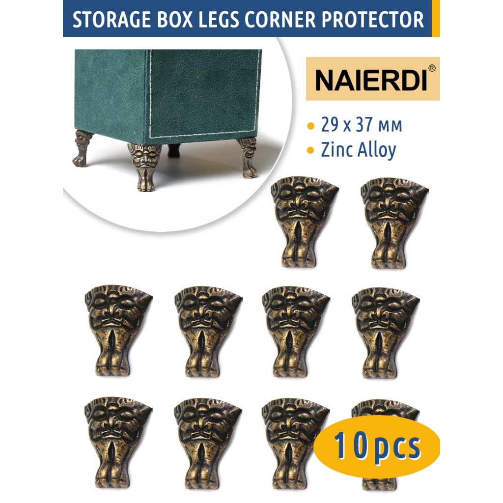 Naierdi 10 ชิ้นตกแต่งมุมป้องกันสังกะสีอัลลอยด์วงเล็บมุมกล่องไม้ขาเท้าสําหรับกล่องเครื่องประดับกล่องเก็บขอบฝาครอบ