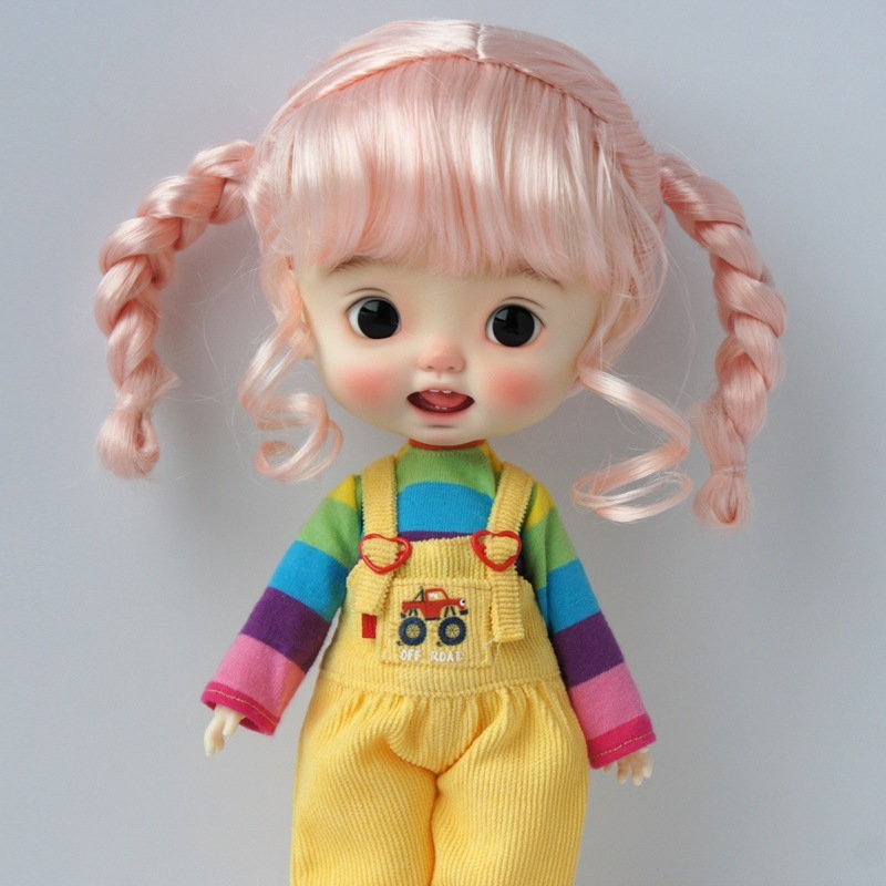 Diandian วิกผม blythe ตุ๊กตาวิกผม qbaby เลียนแบบ Mohair blythe ผ้าเล็กถักหางม้าคู่
