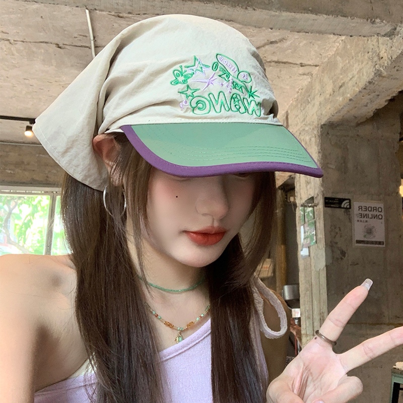Niche การจับคู่สี Quick-Drying Headscarf หมวกหญิงฤดูร้อนสนุกเย็บปักถักร้อยกลางแจ้งสเก็ตบอร์ด Camping Sunshade Baotou Ba