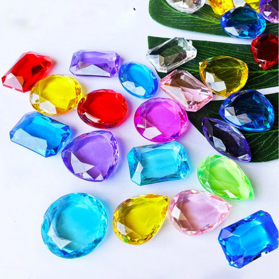 30pcs Pirate Treasure Hunt Multi-สีเพชรชายหญิงอัญมณีของเล่นเด็กของเล่นอัญมณีเครื่องประดับ Speelgoed Meisjes Party ของเล่น