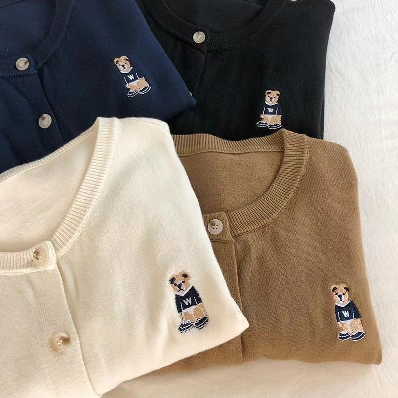 แฟชั่นผู้หญิงสไตล์เกาหลี อิน เสื้อถักถักเสื้อสเวตเตอร์ถักคอวีบางแขนยาว