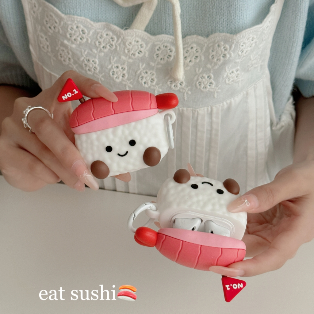 การ์ตูนซูชิสําหรับ Airpods 3 Pro 2 1 กรณี AirPods Pro ซิลิโคนนุ่ม Airpods3 พร้อมพวงกุญแจหูฟังกล่อง