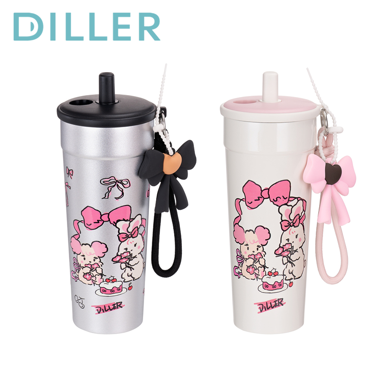 Diller Tumbler Thermos Mug sus316 ถ้วยกาแฟสแตนเลสฟางขวดน้ําดื่ม 700ml D9233
