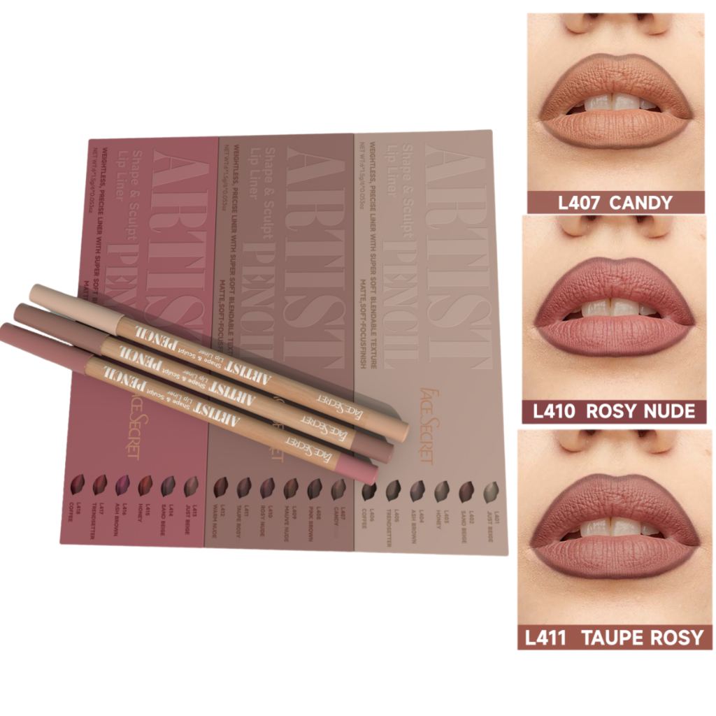 Beauty GLAZED Face Secret 6 ชิ้น/เซ็ต,ไลเนอร์กันน้ําแต่งหน้า Lipliner Matte Velvet ลิปสติกปากกา / Liptint Long Lasting Waterproof Lip Tint / Long Lasting Nude Lip Gloss Pencil / Lip