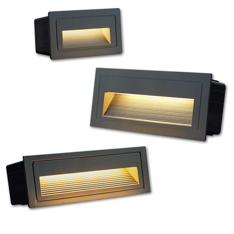 Led 3W 5W 7W ไฟขั้นตอนหรี่แสงได้ไฟบันได IP65 กันน้ํากลางแจ้งโคมไฟทางเดินแบบฝังในร่มในไฟผนังโคมไฟมุม 220v