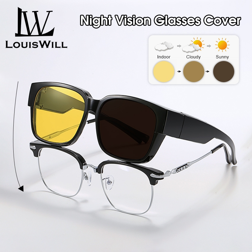 Louiswill ผู้หญิง Night Vision เลนส์แว่นตากันแดด UV400Anti Glare ขับรถแว่นตาตกปลา Vintage Retro กรอบขนาดใหญ่ฤดูร้อนแว่นตากันแดด