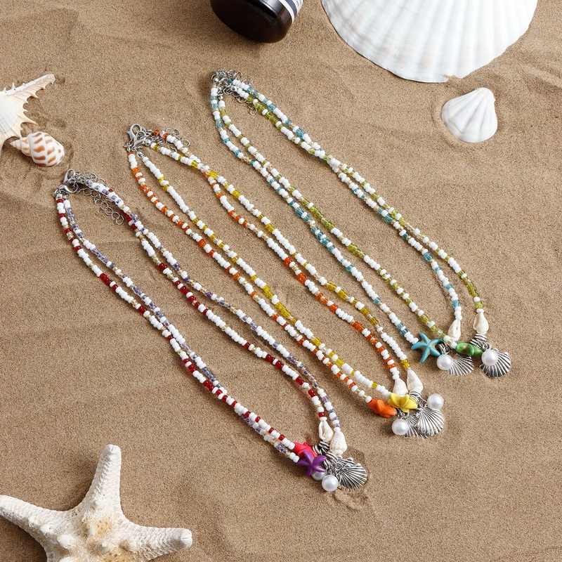 Jushi ปลาดาว Conch Shell ข้าวลูกปัดสร้อยคอ Beach Jewellery ของขวัญสําหรับผู้หญิงอุปกรณ์เสริม