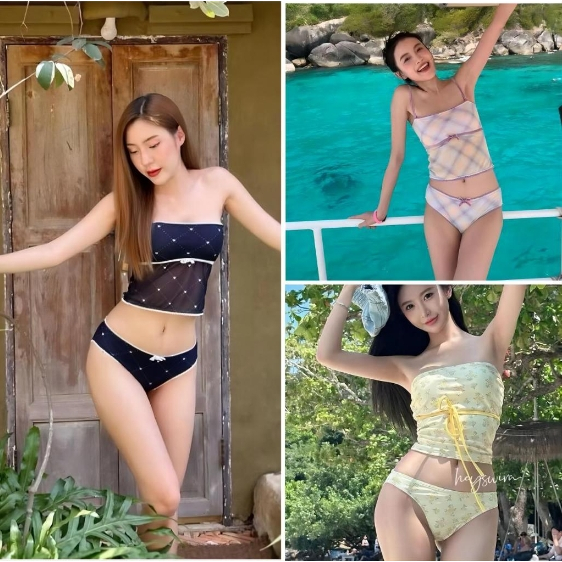ใหม่ ชุดว่ายน้ํา ชุดบิกินี่ สายเดี่ยว เอวสูง เซ็กซี่ ผ้าคุณภาพสูง ชุดชายหาด Y129