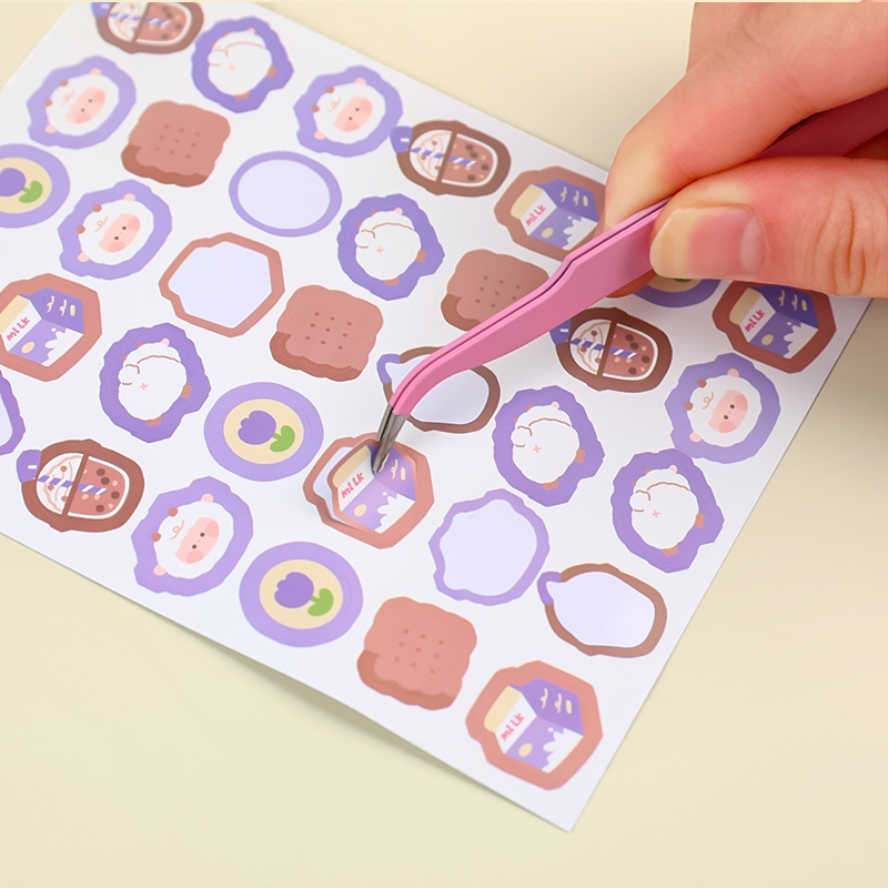 Penlab 2 ชิ้นแหนบชุดมาตรฐานที่แม่นยําสแตนเลส Macaron สีชี้และโค้งสําหรับเทปสติกเกอร์ Home DIY Art C7698 - รูปที่ 2